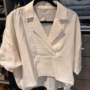 Anthropologie Cream Textured Blouse